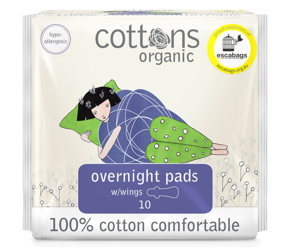 Cottons Organic Overnight Pads with Wings