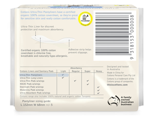 Cottons Organic Pantyliners