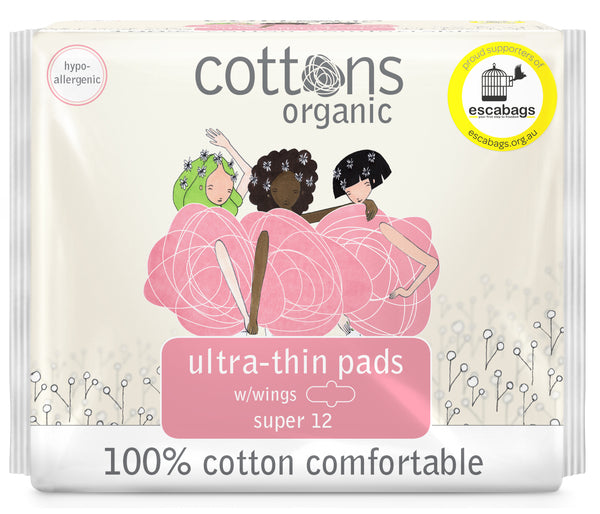 Cottons Organic Ultra Thin Super Pads with Wings