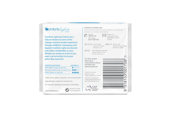 Comforts Lights Liners Natural Incontinence Pads For Women