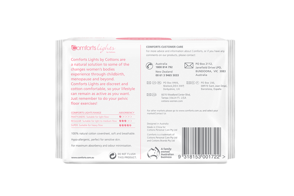 Comforts Lights Super Natural Incontinence Pads For Women