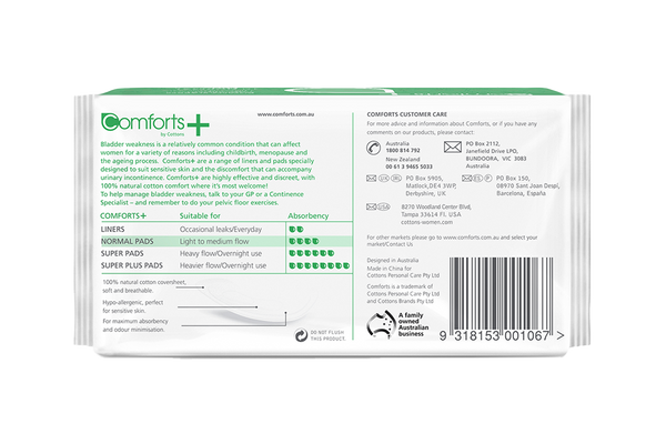 Comforts Plus Normal Natural Incontinence Pads For Women