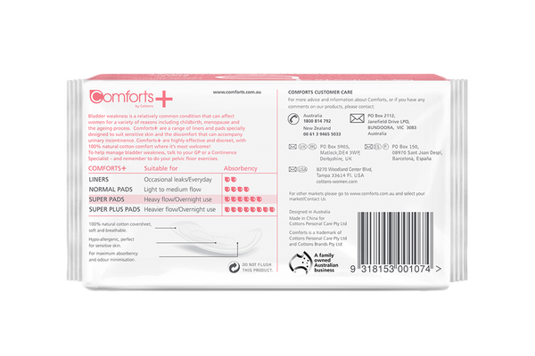 Comforts Plus Super Natural Incontinence Pads For Women