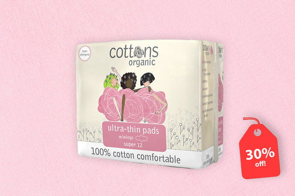 Cottons Organic Ultra Thin Super Pads with Wings