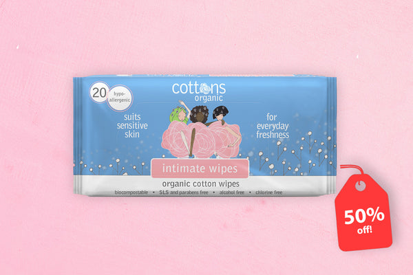 Cottons Organic Intimate Wipes