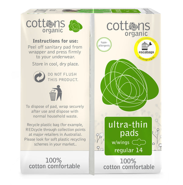 Cottons Organic Ultra Thin Regular Pads with Wings