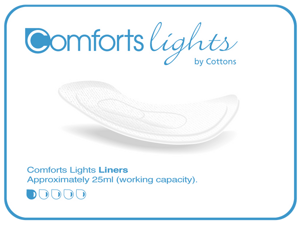 Comforts Lights Liners Natural Incontinence Pads For Women 25ml Absorbency