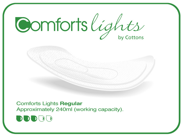 Comforts Lights Normal Natural Incontinence Pads For Women 240ml Absorbency