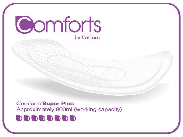 Comforts Plus Super Plus Natural Incontinence Pads For Women 800ml Absorbency