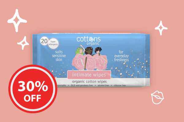 Cottons Organic Intimate Wipes